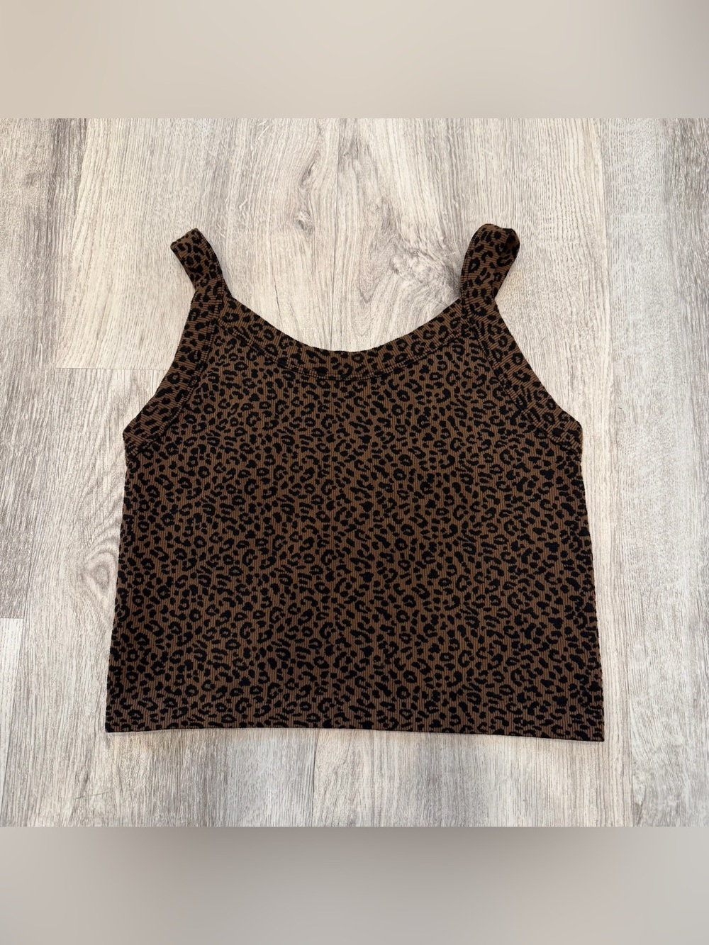 Freshwear‎ Leopard Print Sweater Knit Crop Tank Top Size M/L Brown Black